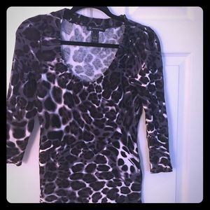 Animal Print Scoop Neck Sweater